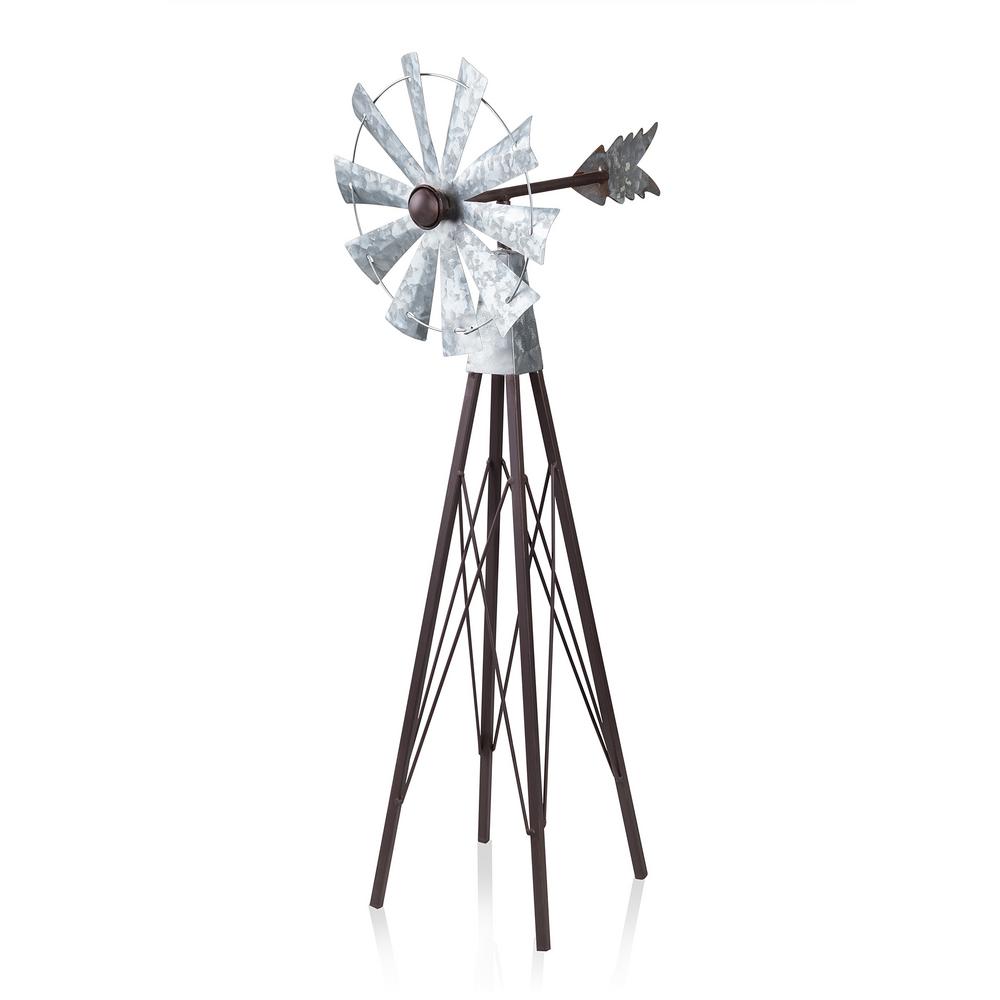 Rustic Bronze and Silver Metal Mini Windmill