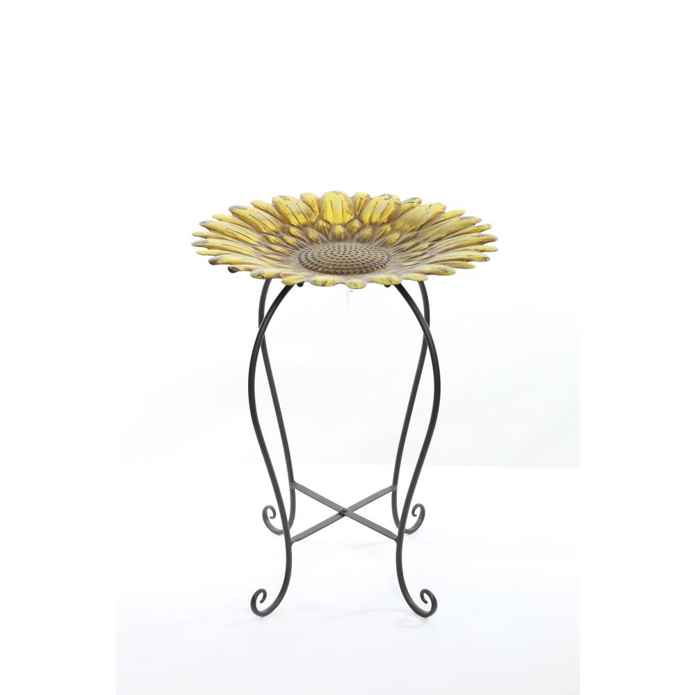 Embossed Metal Sunflower Birdbath