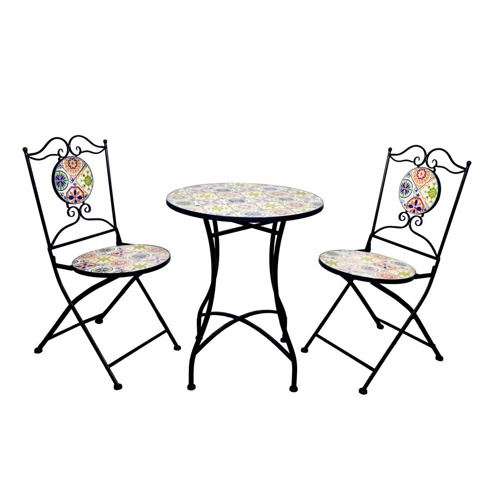 Mosaic Flower Tiles Bistro Set