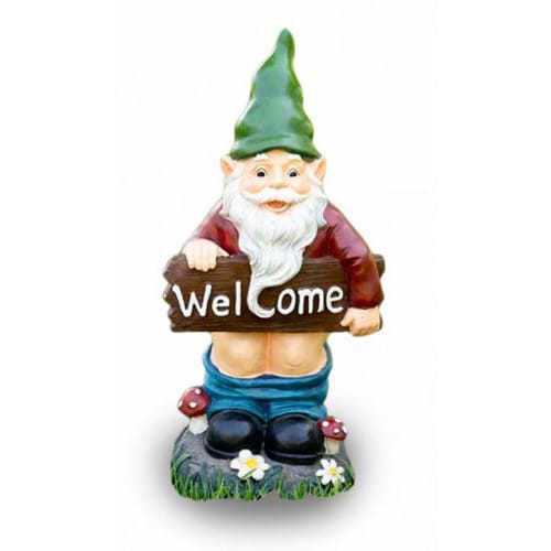 Mooning "Welcome" Gnome with Pants Down Statue