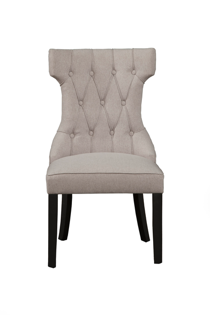 Manchester Set of 2 Upholstered Side Chairs, Light Grey/Black