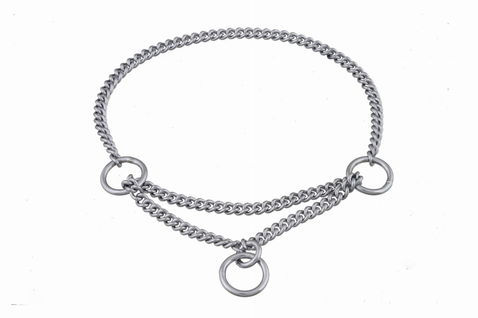Alvalley Martingale Show Chain Collar - 10in x 1.2 mmChrome Plated Metal Chain
