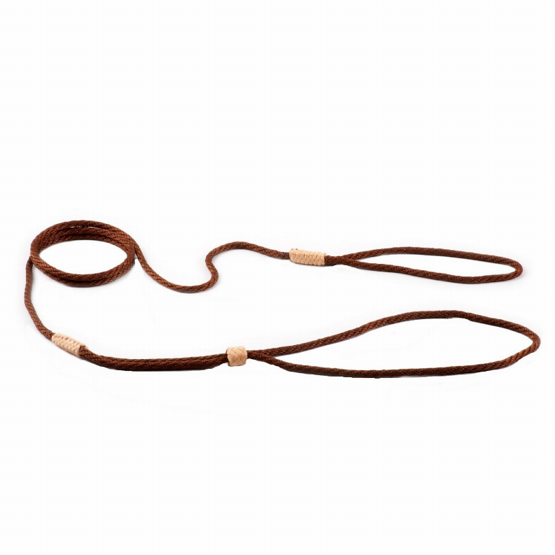 Alvalley Nylon Adjustable Loop Lead - 52in x 1/8in or 4mmBrown
