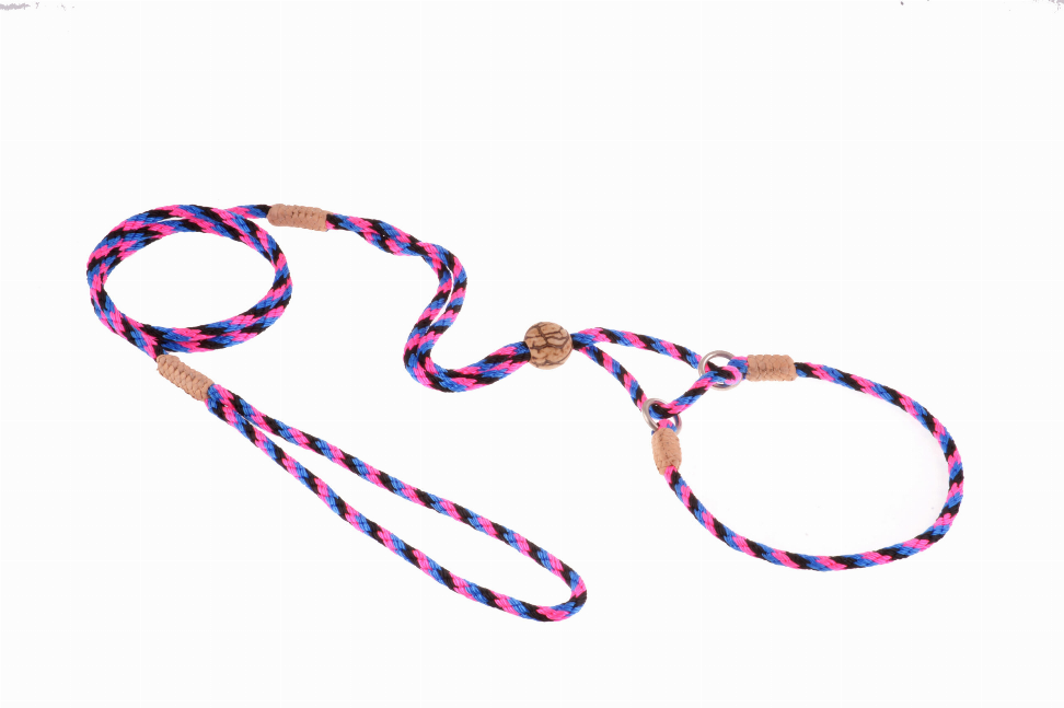 Alvalley Nylon Martingale Leads - 10in x 1/8in or 4mmBlack - Pink - Blue