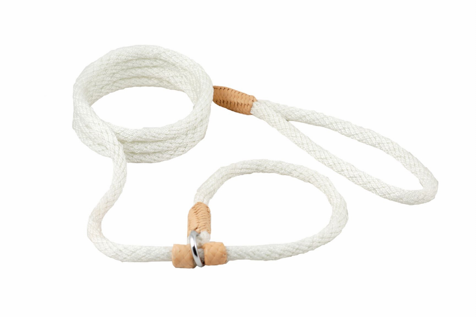 Alvalley Nylon Slip Leash With 2 Stoppers - 6ft  x 5/16in or 8mmWhite Nylon