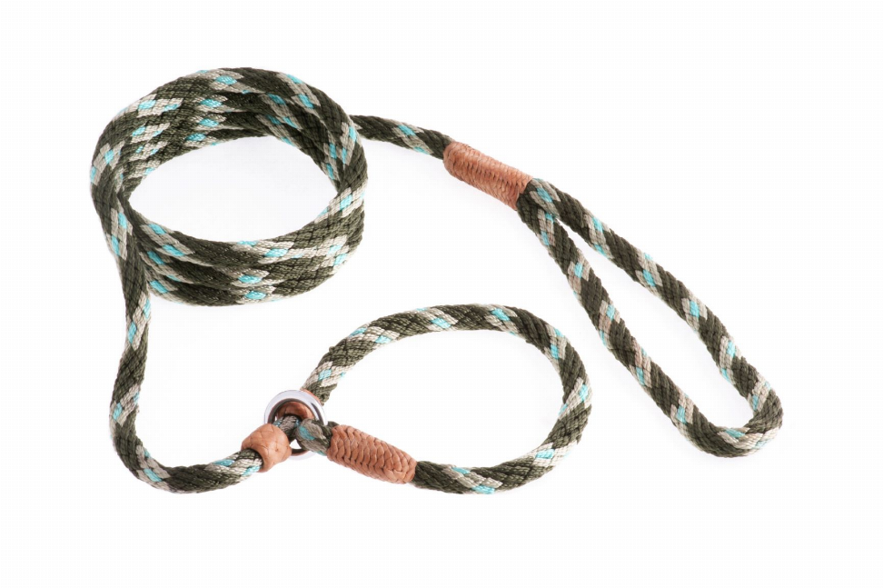 Alvalley Nylon Slip Leash With 2 Stoppers - 6ft  x 5/16in or 8mmGreen Combination