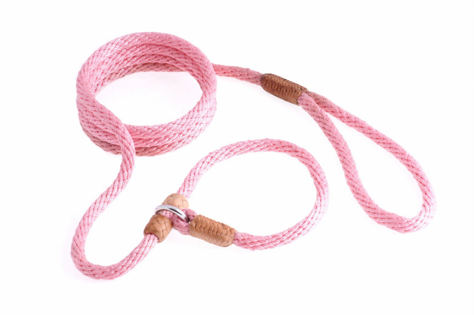 Alvalley Nylon Slip Leash With 2 Stoppers - 6ft  x 5/16in or 8mmPastel Pink
