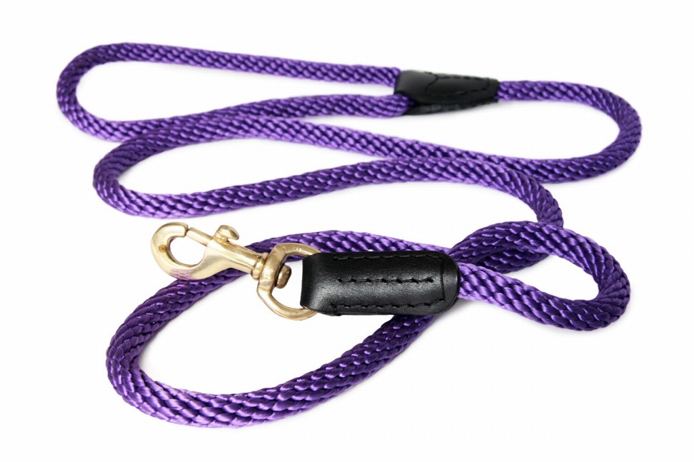 Alvalley Rope and Leather Snap Lead - 4ft x 3/4 inPurple  Line