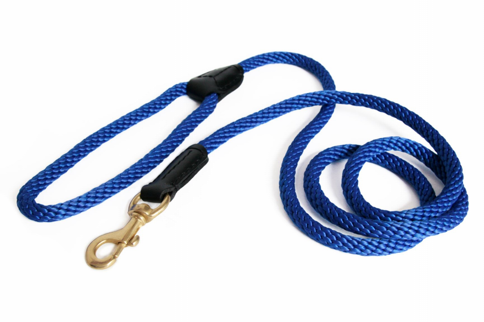 Alvalley Rope and Leather Snap Lead - 6ft x 3/4 inDeep Blue  Line