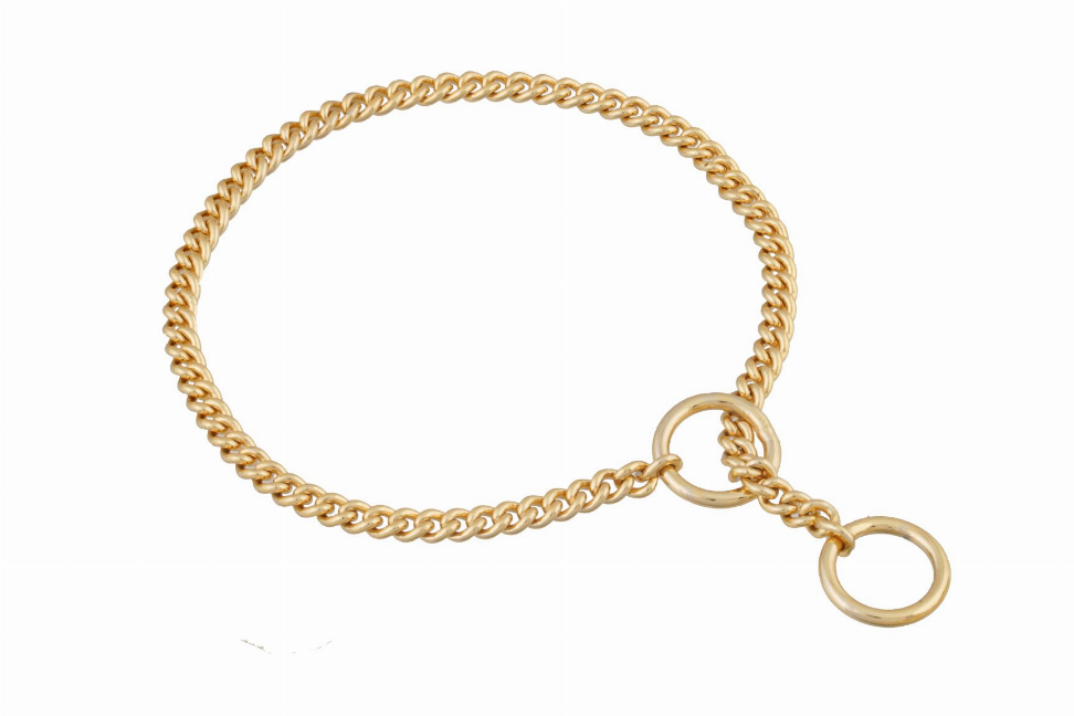 Alvalley Slip Curve Show Chain Collar - 10 in x 1.2 mmGold Plated Metal Chain