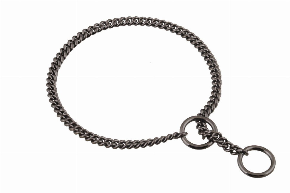 Alvalley Slip Curve Show Chain Collar - 10 in x 1.2 mmBlack Metal Chain