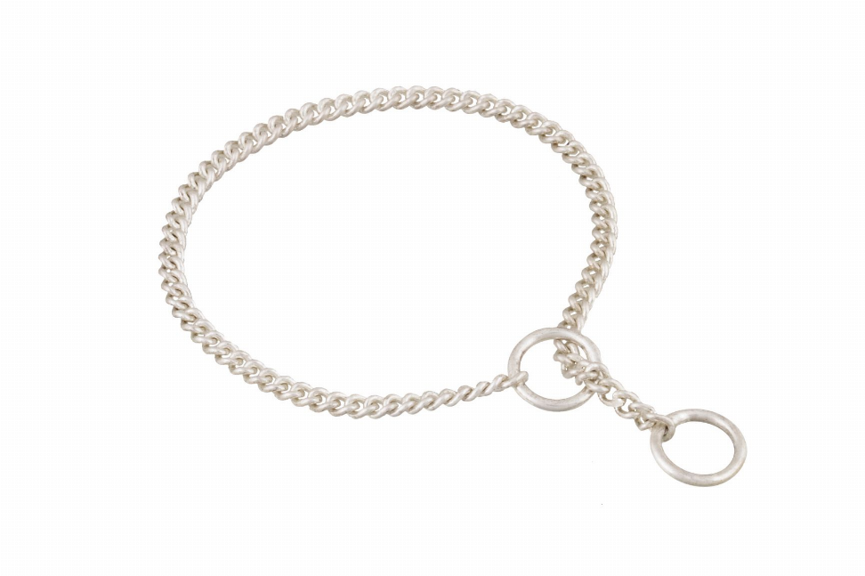 Alvalley Slip Curve Show Chain Collar - 10 in x 1.2 mmSilver Plated Metal Chain