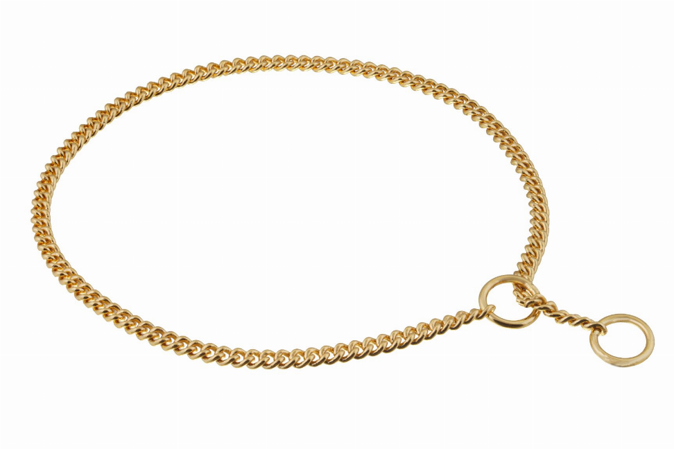 Alvalley Slip Curve Show Chain Collar - 10 in x 1.4 mmGold Plated Metal Chain