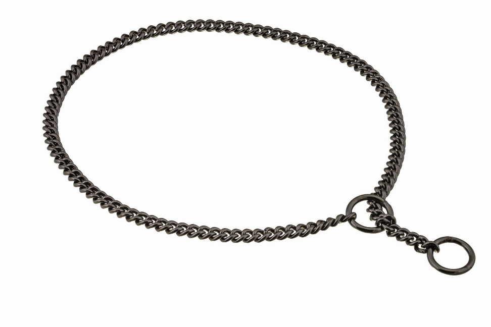Alvalley Slip Curve Show Chain Collar - 18 in x 1.4 mmBlack Metal Chain