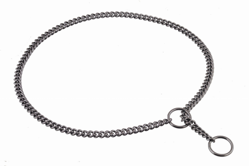 Alvalley Slip Curve Show Chain Collar - 16 in x 1.6 mmBlack Metal Chain