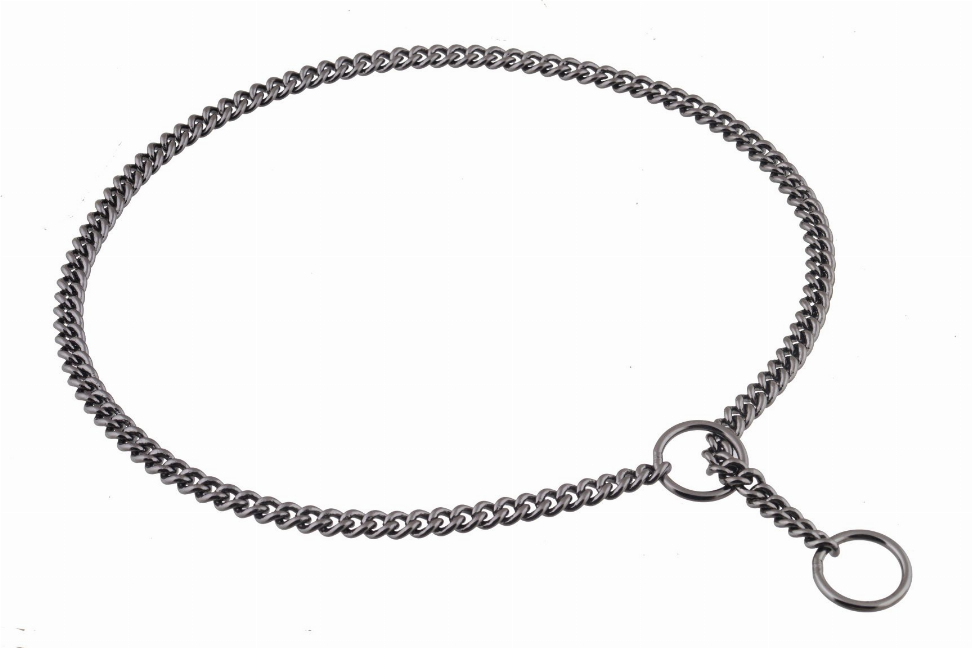Alvalley Slip Curve Show Chain Collar - 20 in x 1.6 mmBlack Metal Chain