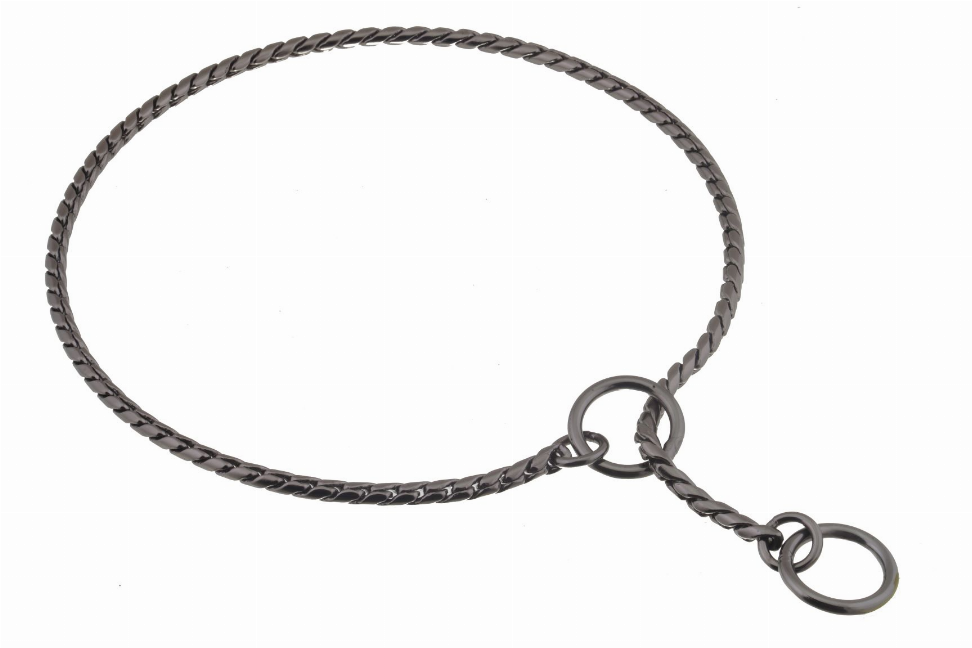 Alvalley Slip Snake Show Chain Collar - 18 in x 5.5mmBlack Metal Chain