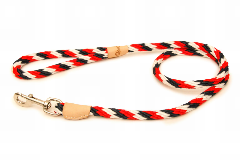 Alvalley Sport Snap Lead - 4 ft  x 1/2in or 13mm Red-White-Dark Blue