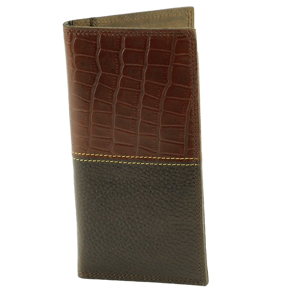 Tall Rodeo Wallet Croc Print Brown