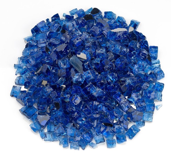 1/2 inch Cobalt Blue Reflective fire glass, 10lb jar