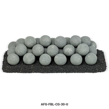 30" x 10" Cape Gray Uniform Set, 32-4" Lite Stone Balls with 15lbs Small Lava Rock