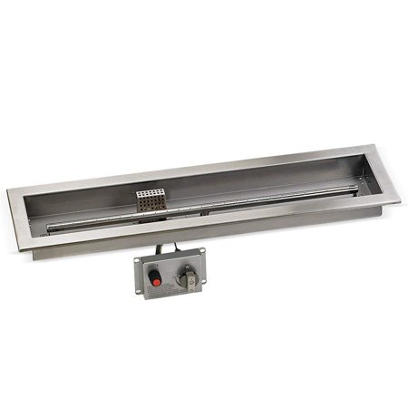 30" x 6" STAINLESS STEEL LINEAR DROP-IN PAN w/ Threaded Nipple, Propane Hose kit, assembled Electric Ignition System, w/ Natural