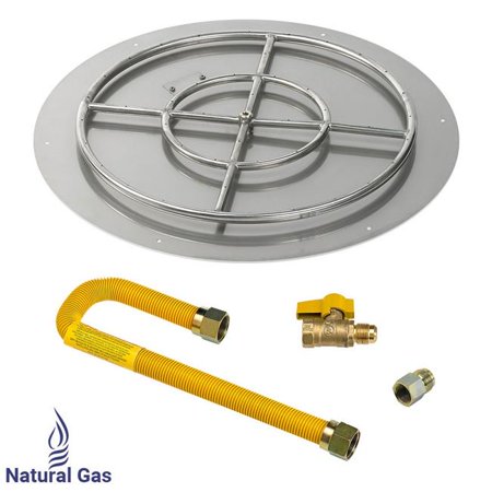 30" High Capacity Round Stainless Steel Flat Pan with Match Lite Kit (24" Ring) - Natural Gas