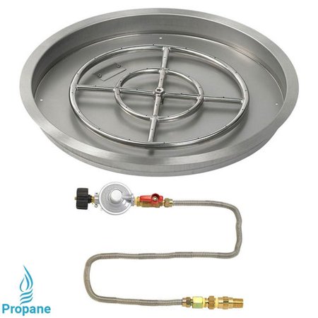 25" Round Stainless Steel Drop-In Pan with Match Lite Kit (18" Fire Pit Ring) Propane