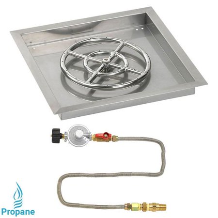 30" Square Stainless Steel Drop-In Pan with Match Lite Kit (18" Fire Pit Ring) Propane