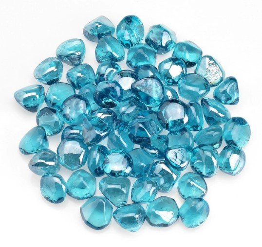 Powder Blue Luster Zircon Fire Glass, 10 lb. Jar