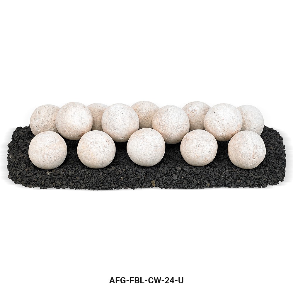 24" x 8" Cottage White Uniform Set, 14-4" Lite Stone Balls with 10lbs Small Lava Rock