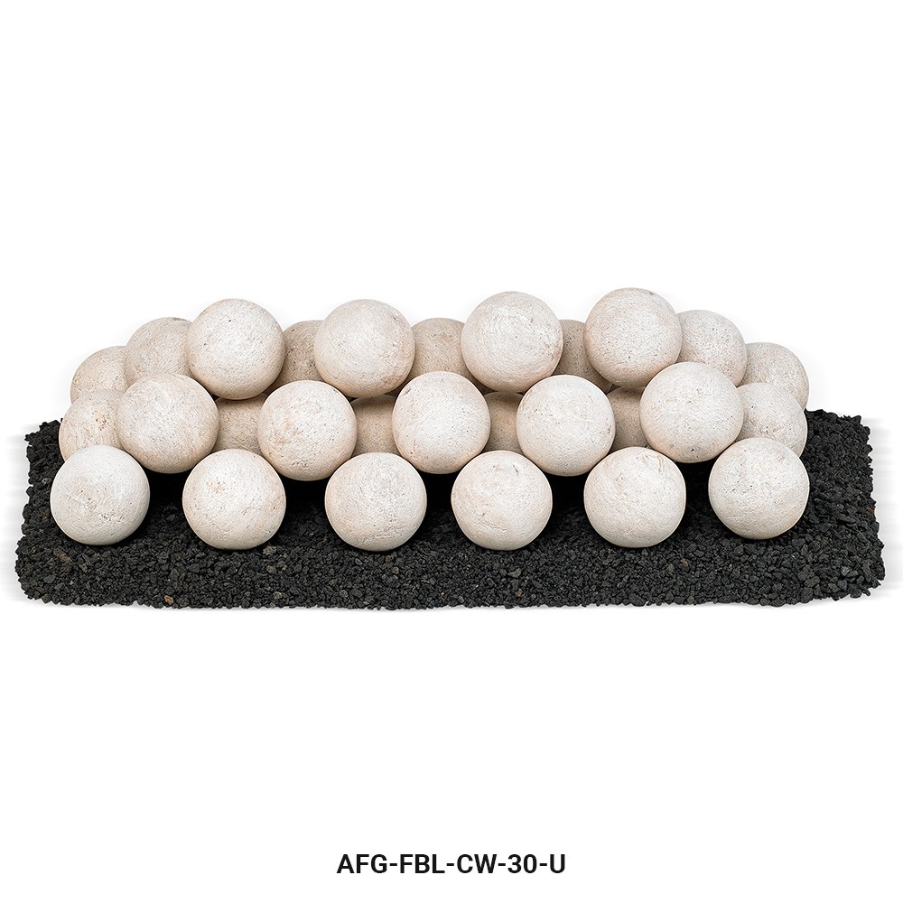 30" x 10" Cottage White Uniform Set, 32-4" Lite Stone Balls with 15lbs Small Lava Rock