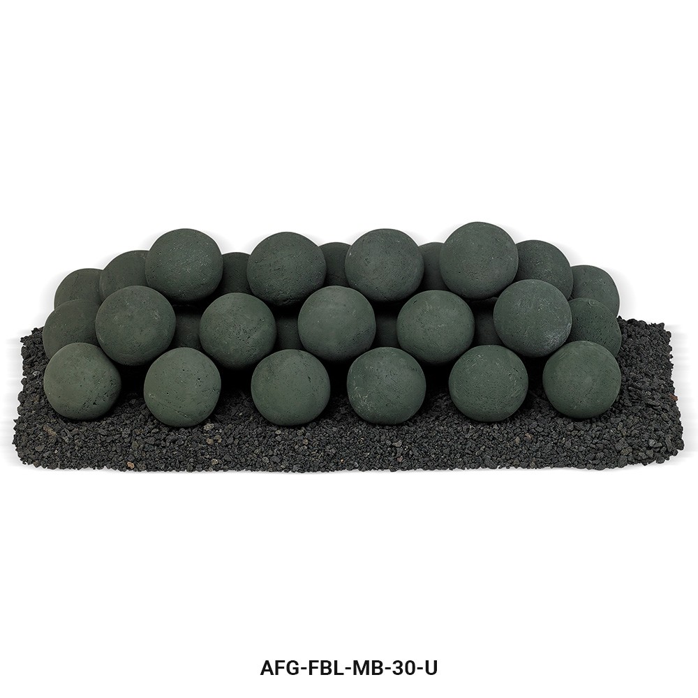 30" x 10" Matte Black Uniform Set, 32-4" Lite Stone Balls with 15lbs Small Lava Rock