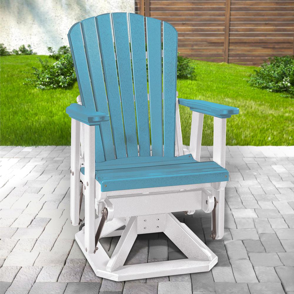OS Home and Office Model 510ARW Fan Back Swivel Glider in Aruba Blue with a White Base, Made in the USA