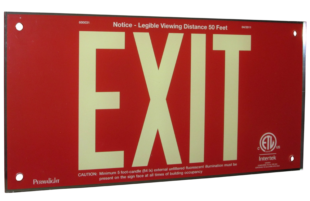 UL924 Red Acrylic EXIT Sign