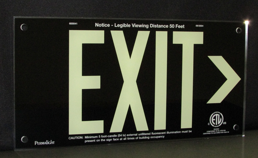 UL924 Black Acrylic EXIT > Sign