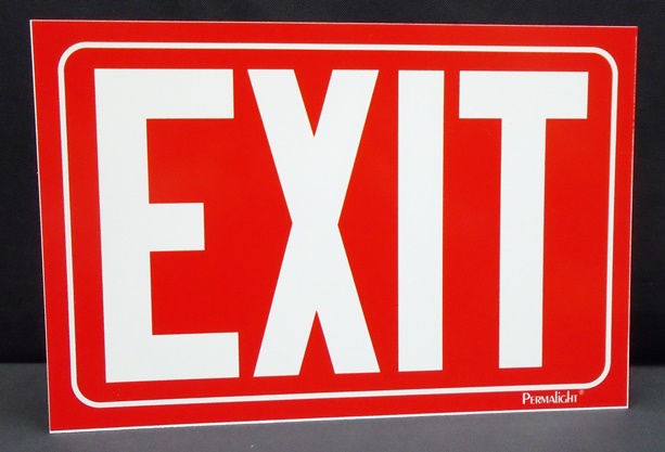 EXIT Sign - Red, NON-adhesive Rigid PVC