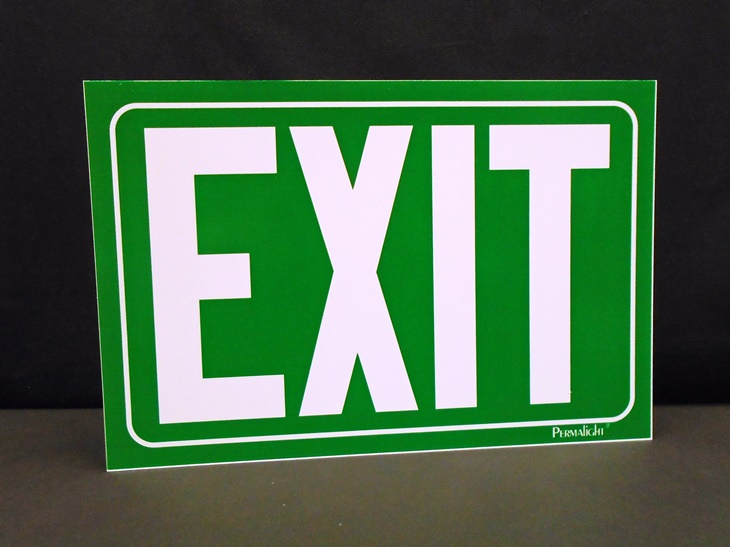 EXIT Sign - Green, NON-adhesive Rigid PVC