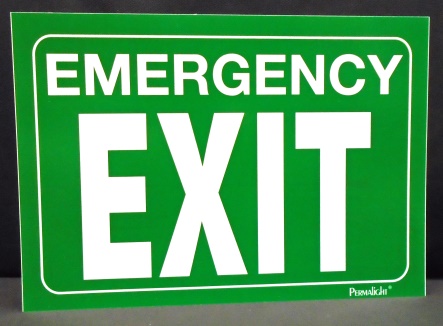 Emergency EXIT Sign, Green, NON-adhesive Rigid PVC