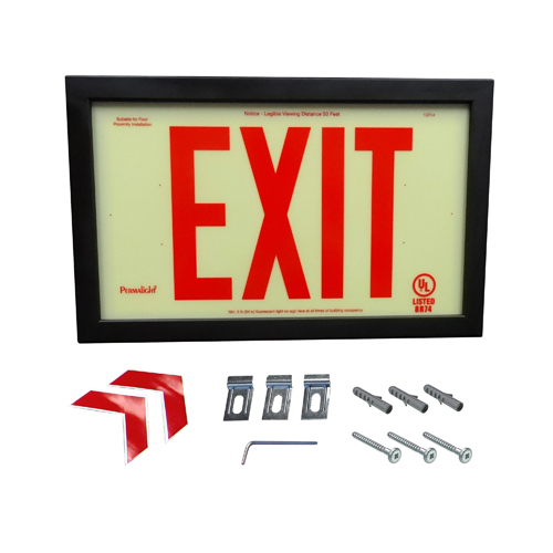 UL924-Plastic EXIT Sign - Red EXIT Legend with Black Aluminum Frame