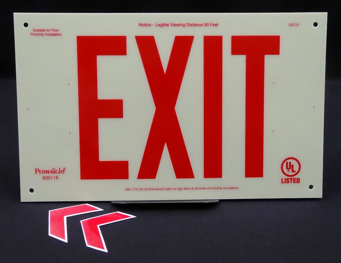 UL924-Listed Plastic EXIT Sign, Red EXIT Legend, unframed