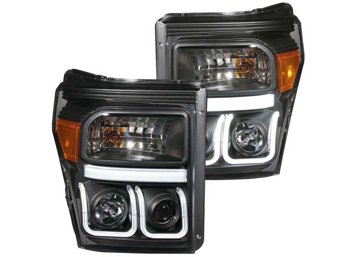 11-15 F250/F350/F450 SD PROJECTOR HEADLIGHTS-BLACK CLEAR DRIVE/PASS