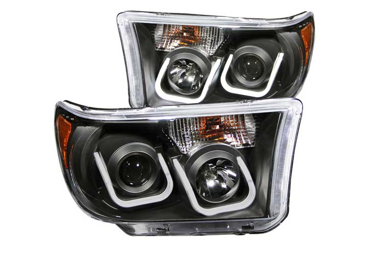 07-13 TUNDRA/08-15 SEQUOIA PROJECTOR HEADLIGHTS W/U-BAR BLACK CLEAR DRIVE/PASS