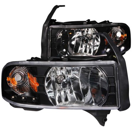 94-01 RAM CRYSTAL CLEAR BLACK W/LED AMBER HEADLIGHTS DRIVER/PASSENGER