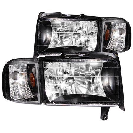 94-01 RAM HEADLIGHTS CRYSTAL BLACK WITH CORNER DRIVER/PASSENGER