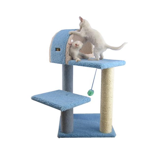Armarkat B7701 Classic Real Wood Cat Tree In Ivory, Jackson Galaxy Approved, Multi Levels With Ramp, Three Perches, Two Condos