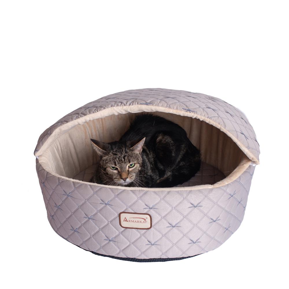 Armarkat Cat Bed Model C33HQH/MH-S, Small, Pale Silver and Beige