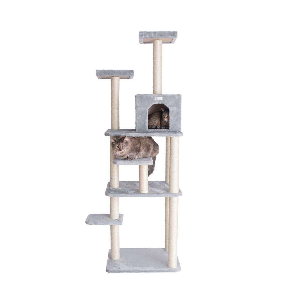 GleePet GP78740822 74-Inch Real Wood Cat Tree  With Seven Levels, Silver Gray