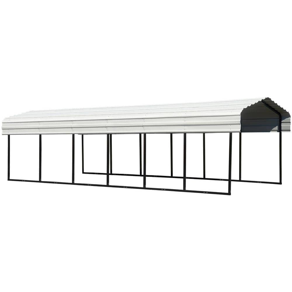 STEEL CARPORT 12 X 24 X 7 FT GALVANIZED BLACK/EGGSHELL