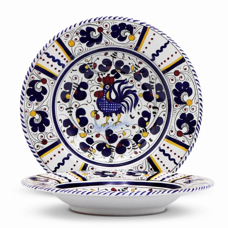 ORVIETO ROOSTER Pasta/Soup Rim Plate - 10 DIAM. (Dimensions measured in Inches)BR DesignRim Pasta Soup Plate